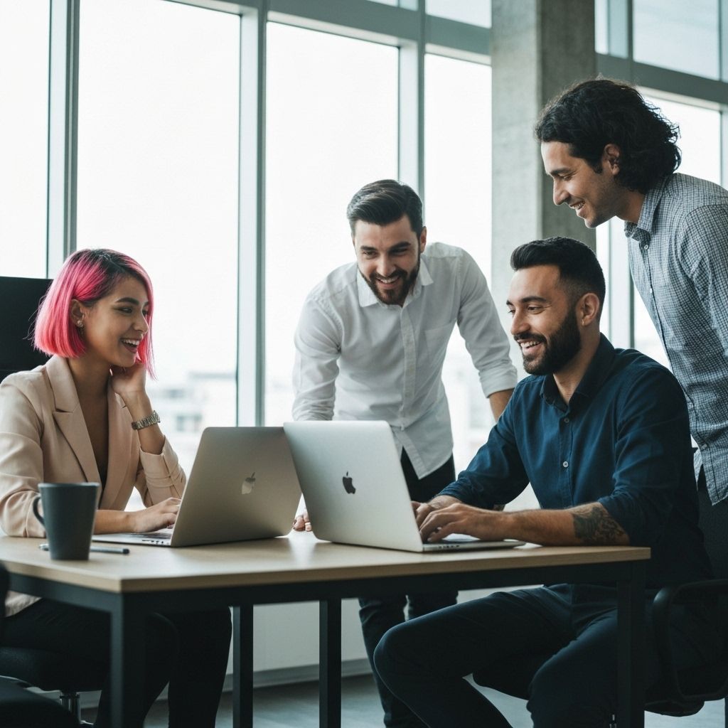 Equipo de startup latinoamericano colaborando